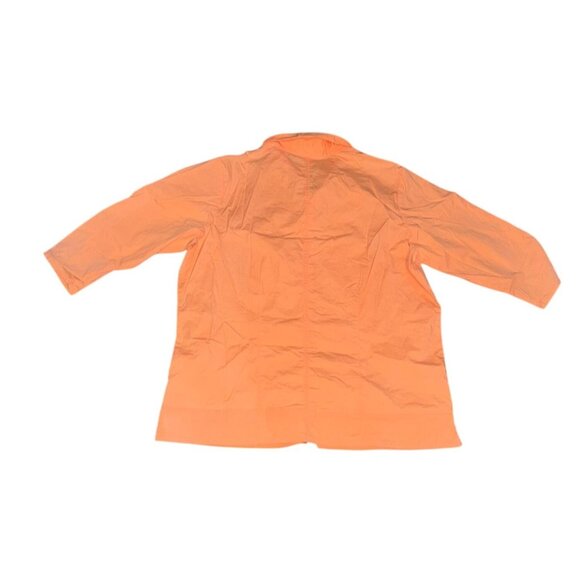 Womens Stretch Button-Up Shirt 3/4 Sleeves Peach Orange Avenue Size 14/16 Cotton - Picture 4 of 6